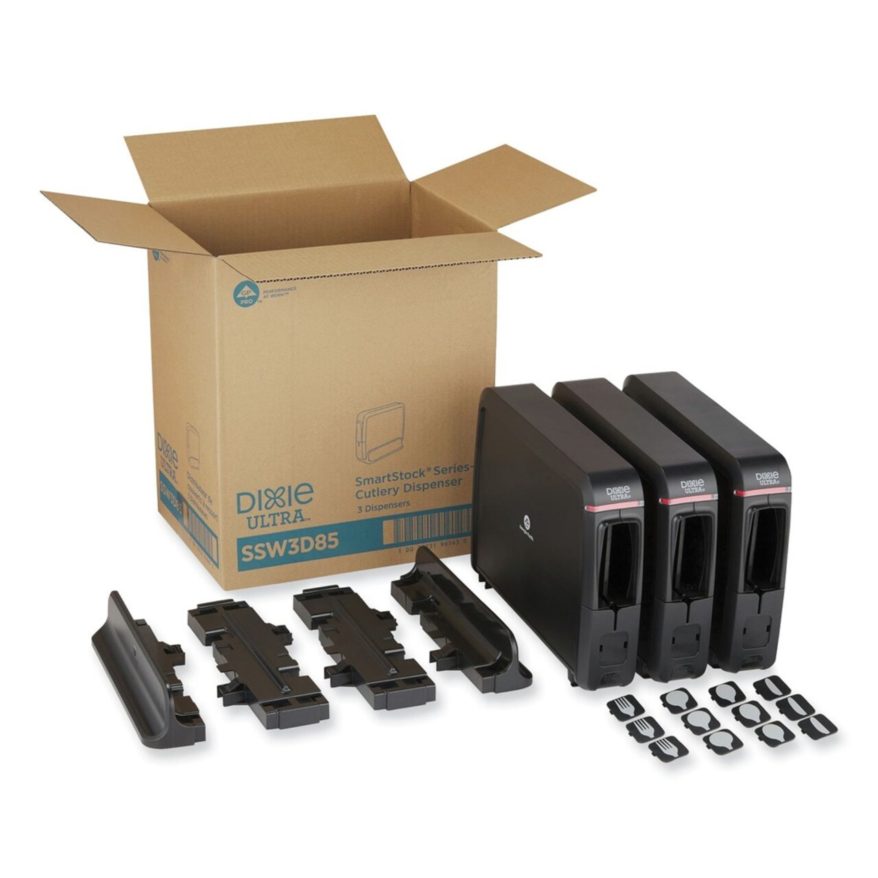 Dixie SmartStock 12.44 in. x 11.17 in. x 10.5 in. Wrapped Cutlery Dispenser - Black (1/Carton)